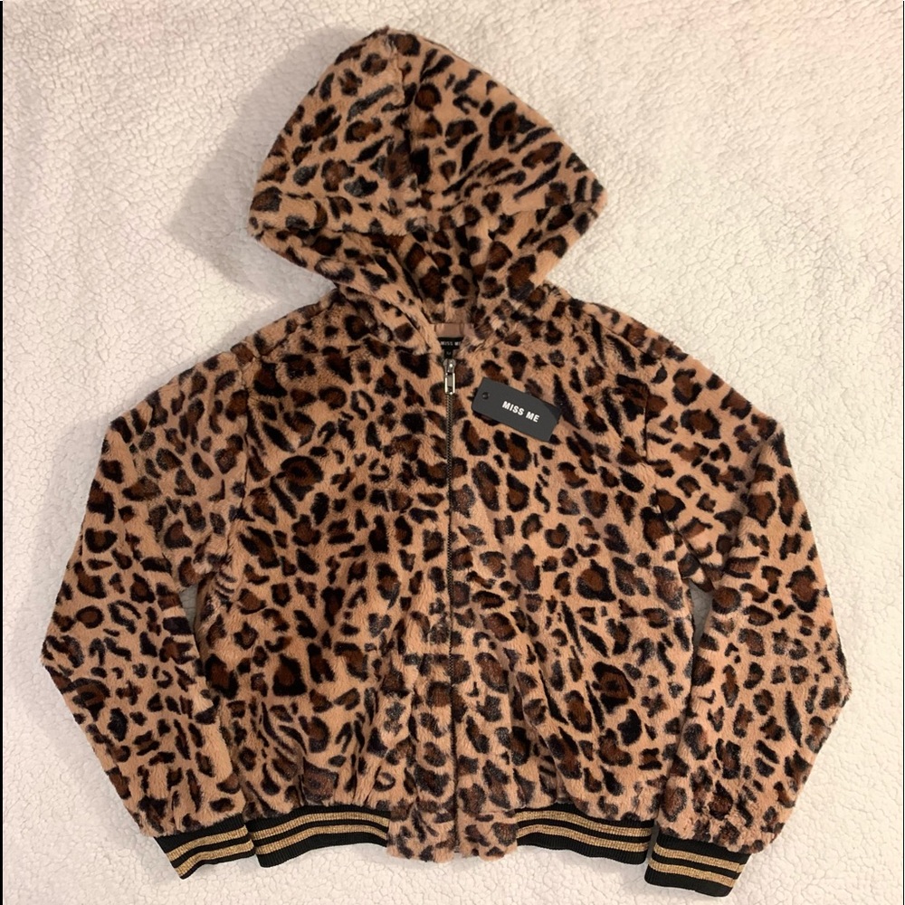 Miss Me Leopard Striped Faux Fur Jacket